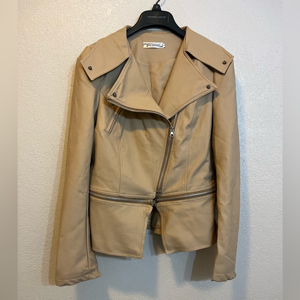 Tan Faux leather jacket